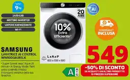 Comet SAMSUNG LAVATRICE AI CONTROL WW90DG6U85LK offerta