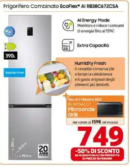 Comet SAMSUNG Frigorifero Combinato Frigorifero Combinato EcoFlex® AI RB38C672CSA AI RB38C672CSA offerta