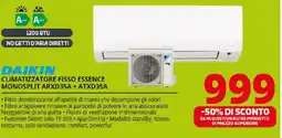 Comet DAIKIN CLIMATIZZATORE FISSO ESSENCE MONOSPLIT ARXD35A + ATXD35A offerta