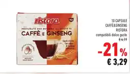 Conad Superstore 10 capsule caffè&ginseng RISTORA offerta