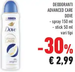 Conad Superstore Deodoranti advanced care DOVE offerta
