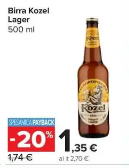 Carrefour Birra Kozel Lager offerta