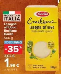Carrefour Lasagne all'uovo Emiliane Barilla offerta