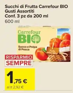 Carrefour Succhi di Frutta Carrefour BIO Gusti Assortiti offerta