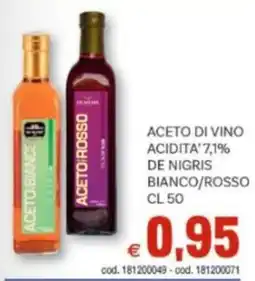 Vivo Supermercati Aceto di vino acidita' 7,1% de nigris bianco/rosso offerta