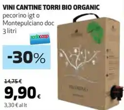 Coop Vini CANTINE TORRI bio organic pecorino igt o montepulciano doc offerta
