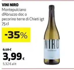 Coop Vini NIRO montepulciano d'abruzzo doc o pecorino terre di chieti igt offerta