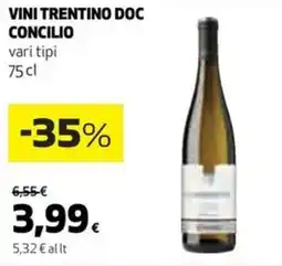 Coop Vini trentino doc CONCILIO vari tipi offerta