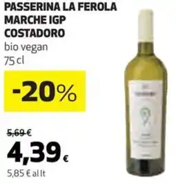 Coop Passerina la ferola marche igp COSTADORO bio vegan offerta