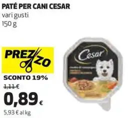 Coop Paté per cani CESAR vari gusti offerta