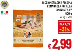 A&O Riccionepiadina piadina romagnola igp alla riminese 5 pz offerta