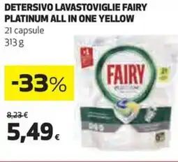 Coop Detersivo lavastoviglie FAIRY platinum all in one yellow 21 capsule offerta