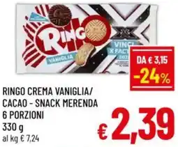 A&O Ringo crema vaniglia/ cacao - snack merenda 6 porzioni offerta
