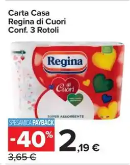 Carrefour Carta Casa Regina di Cuori Conf. 3 Rotoli offerta