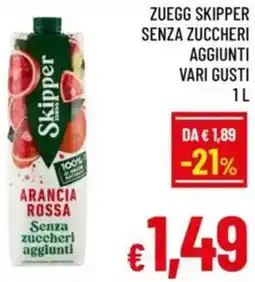 A&O Zuegg skipper senza zuccheri aggiunti vari gusti offerta