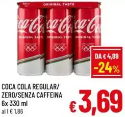 A&O Coca cola regular/ zero/senza caffeina offerta