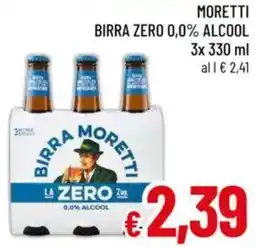 A&O Moretti birra zero 0,0% alcool offerta