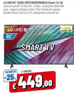 A&O LG UHD 65″ SERIE UR78 65UR78006LK Smart Tv 4K offerta