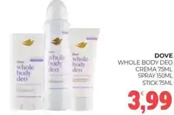 Eté Dove whole body deo crema-spray-stick offerta