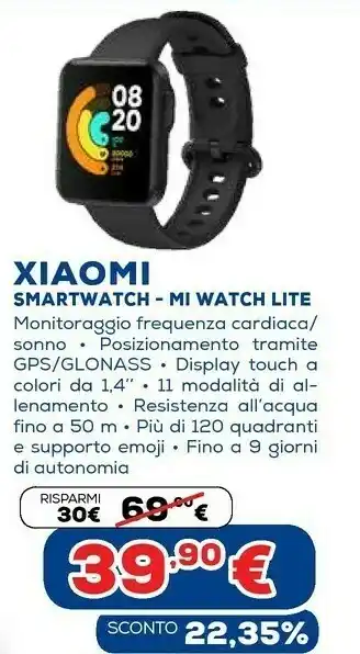 Euronics Mi watch lite orologio sportivo touch screen bluetooth 320 x 320 pixel nero offerta
