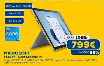 Euronics Tablet surface pro 7+ offerta