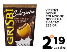 Extra Supermercati Vicenzi grisbi colazione nocciola e cacao offerta