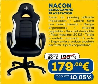 Euronics Pcch-350 sedia per gaming universale seduta imbottita nero, bianco offerta