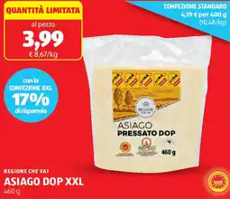 ALDI Regione che vai asiago DOP XXL offerta