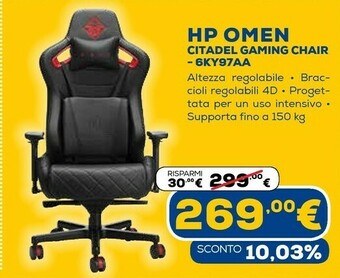 Euronics Omen by citadel gaming chair sedia da gaming per pc nero, rosso offerta