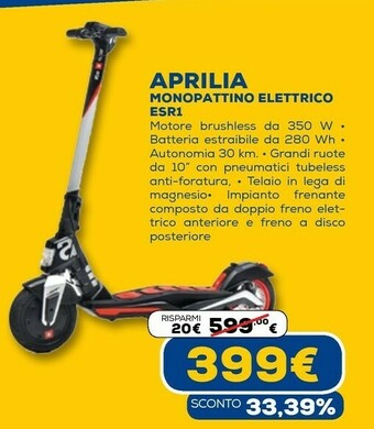 Euronics Aprilia monopattino elettrico esr1 offerta