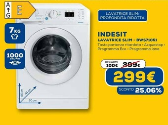 Euronics Bwsa 71051 w it n lavatrice caricamento frontale 7 kg 1000 giri/min e bianco offerta