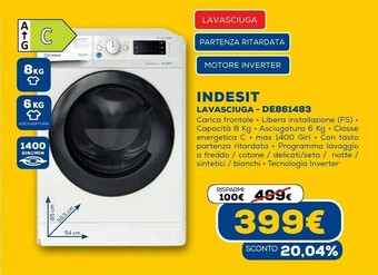 Euronics Ewde 861483 w it n lavasciuga libera installazione caricamento frontale bianco d offerta