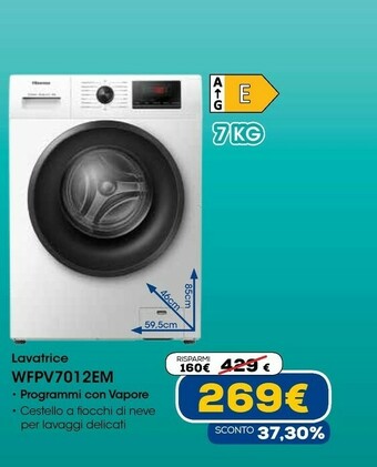 Euronics Wfpv7012em lavatrice caricamento frontale 7 kg 1200 giri/min e bianco offerta