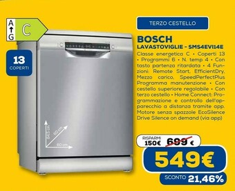 Euronics Lavastoviglie sms4evi14e offerta