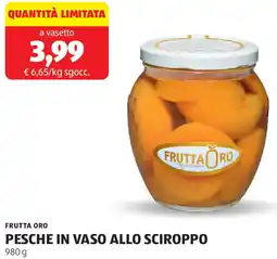 ALDI Frutta oro pesche in vaso allo sciroppo offerta