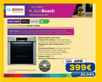 Euronics Serie 4 hra314br0 forno 71 l a acciaio offerta