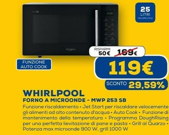 Euronics Mwp 253 b superficie piana microonde con grill 25 l 900 w nero offerta