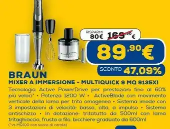 Euronics Multiquick 9 mq 9135xi 0,6 l frullatore ad immersione 1200 w nero, acciaio inossidabile offerta
