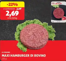ALDI Il podere maxi hamburger di bovino offerta