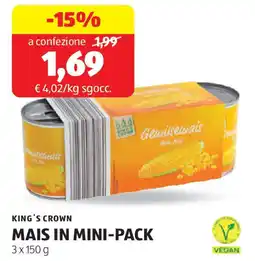 ALDI King's crown mais in mini-pack offerta