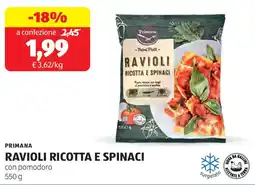ALDI Primana ravioli ricotta e spinaci offerta
