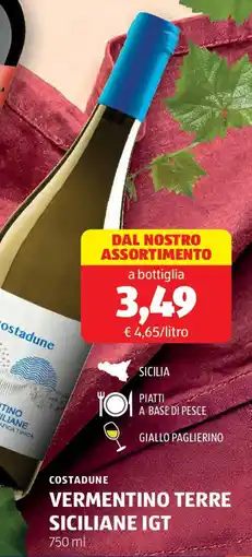 ALDI Costadune vermentino terre siciliane IGT offerta