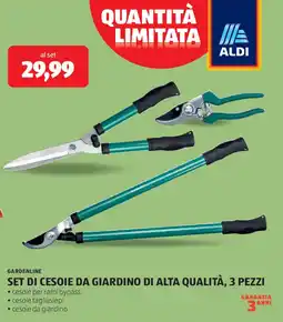 ALDI Gardenline set di cesoie da giardino di alta qualità, 3 pezzi offerta