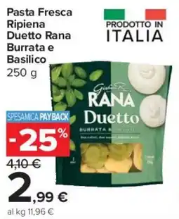 Carrefour Express Pasta Fresca Ripiena Duetto Rana Burrata e Basilico offerta