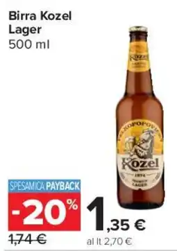 Carrefour Express Birra Kozel Lager offerta
