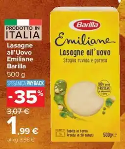 Carrefour Express Lasagne all'Uovo Emiliane Barilla offerta