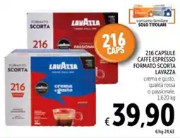 Spazio Conad 216 capsule caffè espresso formato scorta LAVAZZA offerta