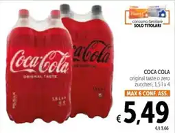 Spazio Conad COCA COLA original taste o zero zuccheri offerta