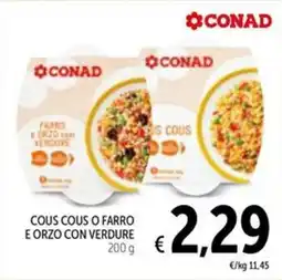 Spazio Conad Cous cous o farro e orzo con verdure offerta