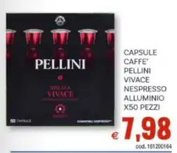 Vivo Supermercati Capsule caffe' pellini vivace nespresso alluminio x50 pezzi offerta